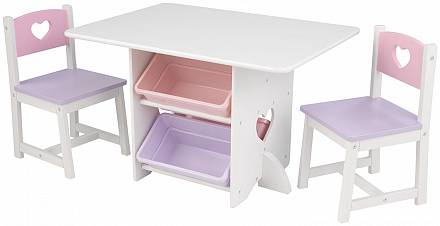 Набор детской мебели Heart: стол, 2 стула и 4 ящика 